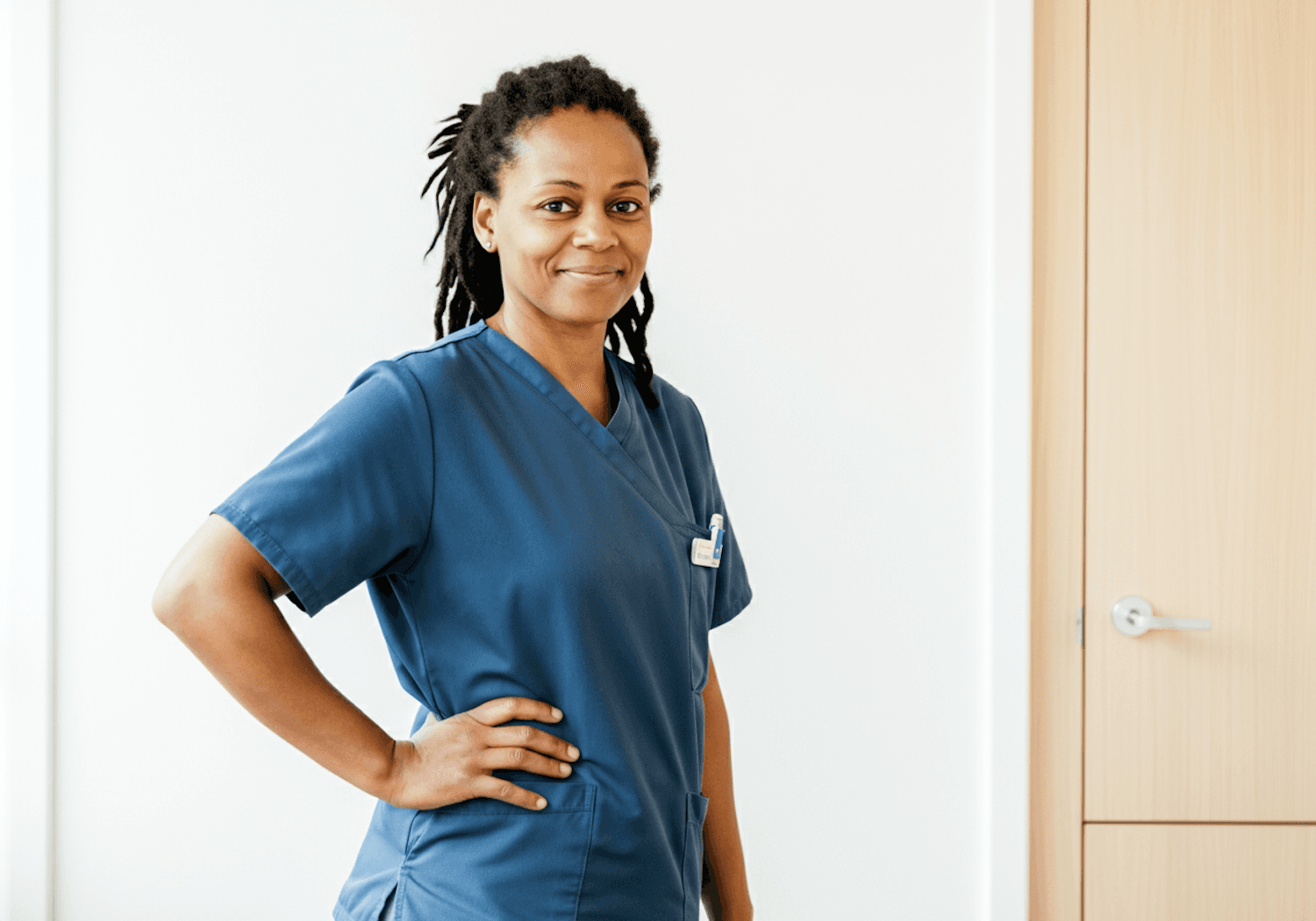 A nurse in uniform at work
